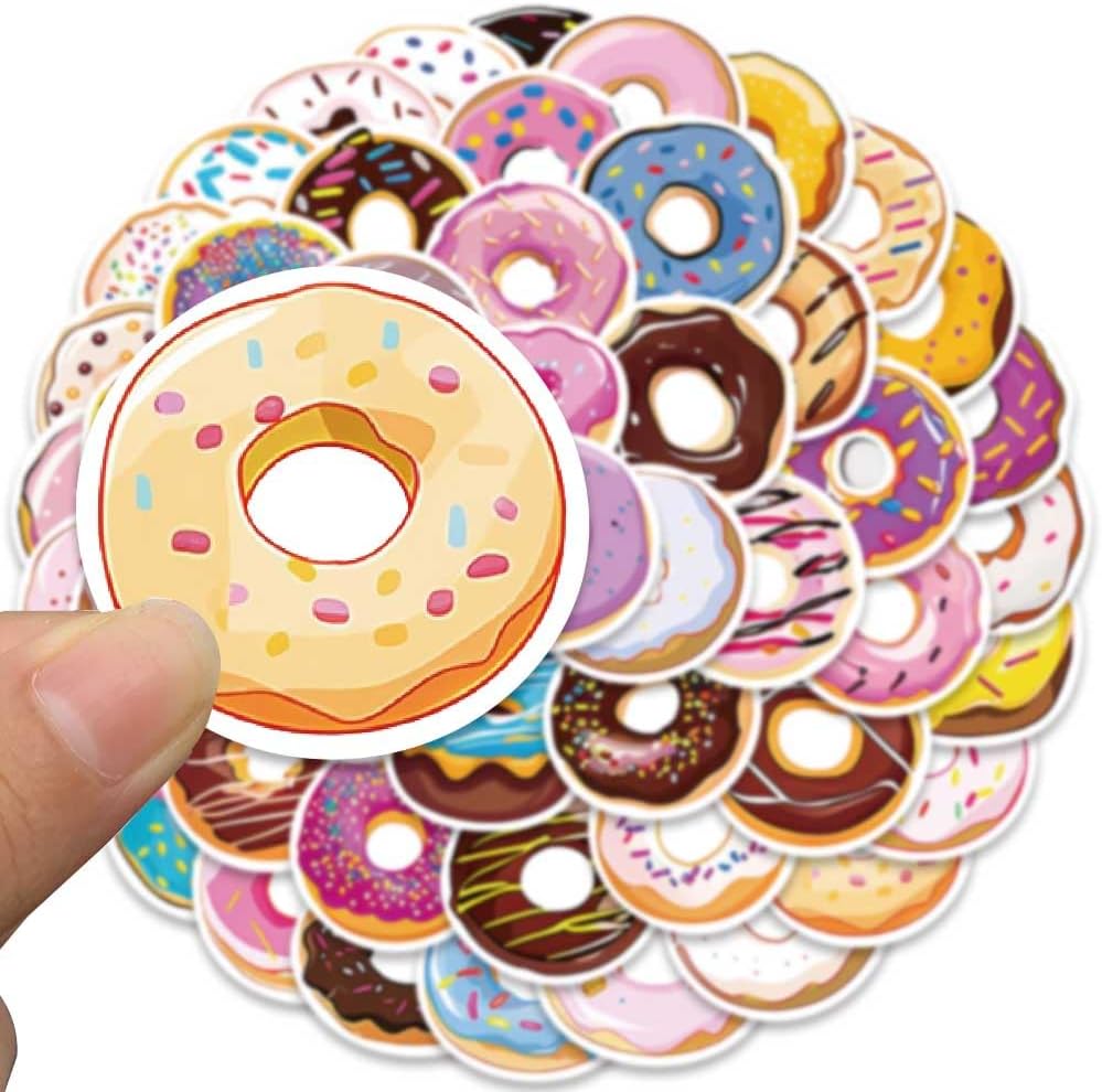 Cute Donut Stickers for Kids Girls, 50PCS Doughnut Funimost Waterproof Vinyl Stickers for Water Bottles Laptop Phone Scrapbook, Sweet Snack Decals for Donut Lovers, Party Supplies image 3