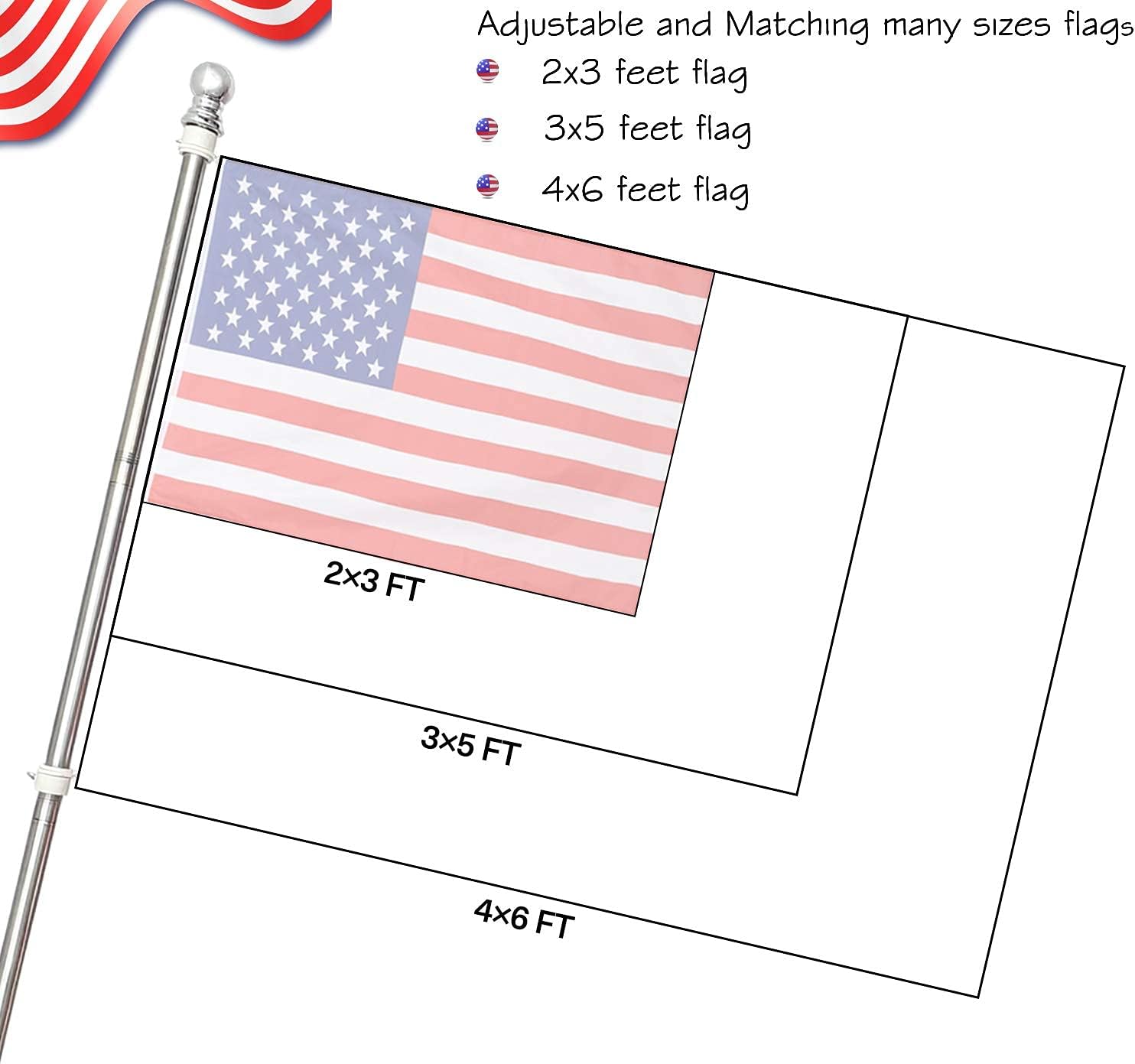 FLY HAWK Black Flag Pole for House - 5FT Tangle Flagpole Kit for American Flag - 3x5/4x6 Flags Heavy Garden flagpole-Professional Metal Flag Pole for House Truck Garden Yard Residential or Commercial - Image 4