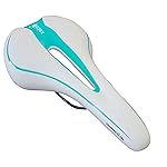 GORIX Bike Saddle Seat Comfortable Cushion with Rail Mountain Road Bicycle for Men and Women (GX-C19) (WhiteCeleste)