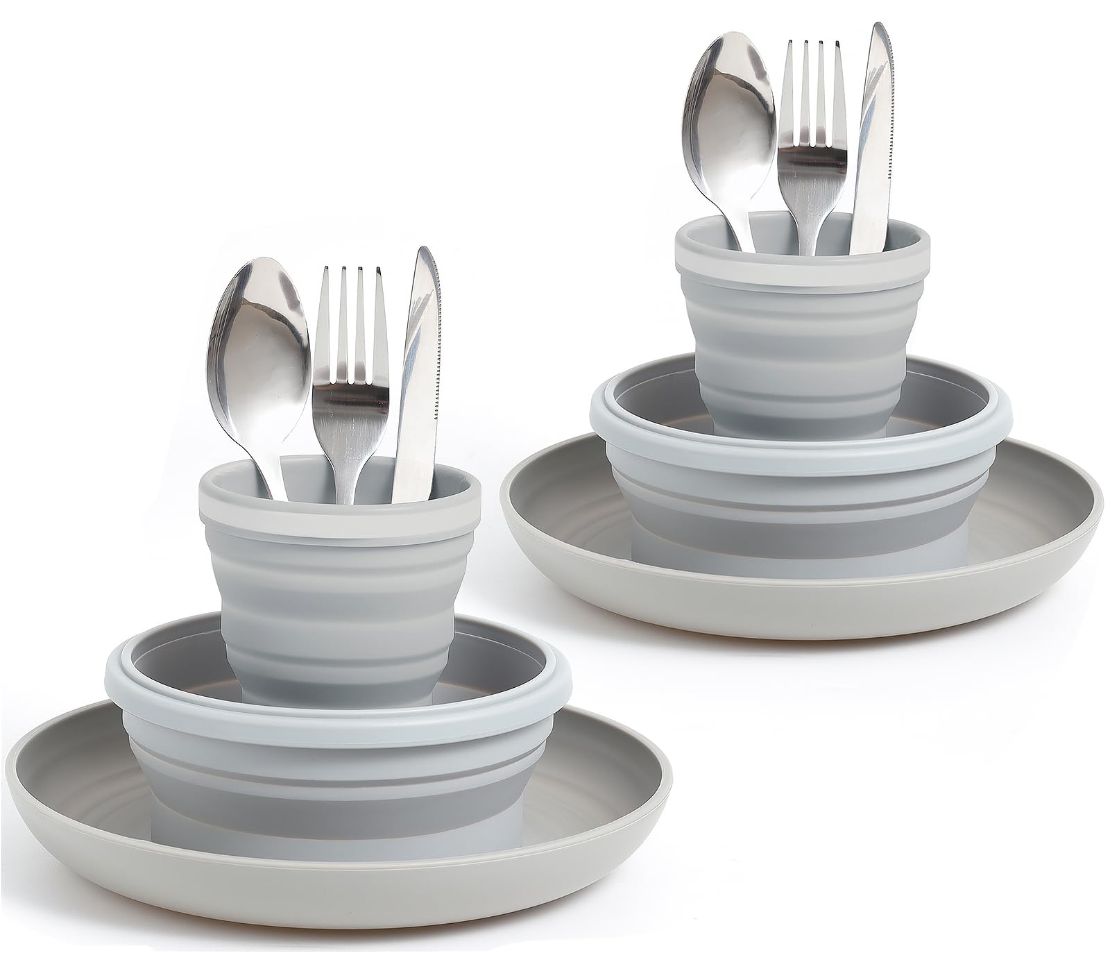 Lafuntar Camping Plate Bowl Cup Cutlery Set for 2, Folding Portable Camping Plates and Bowls Set, Camping Crockery Sets for Camping, Travel & Outdoor.