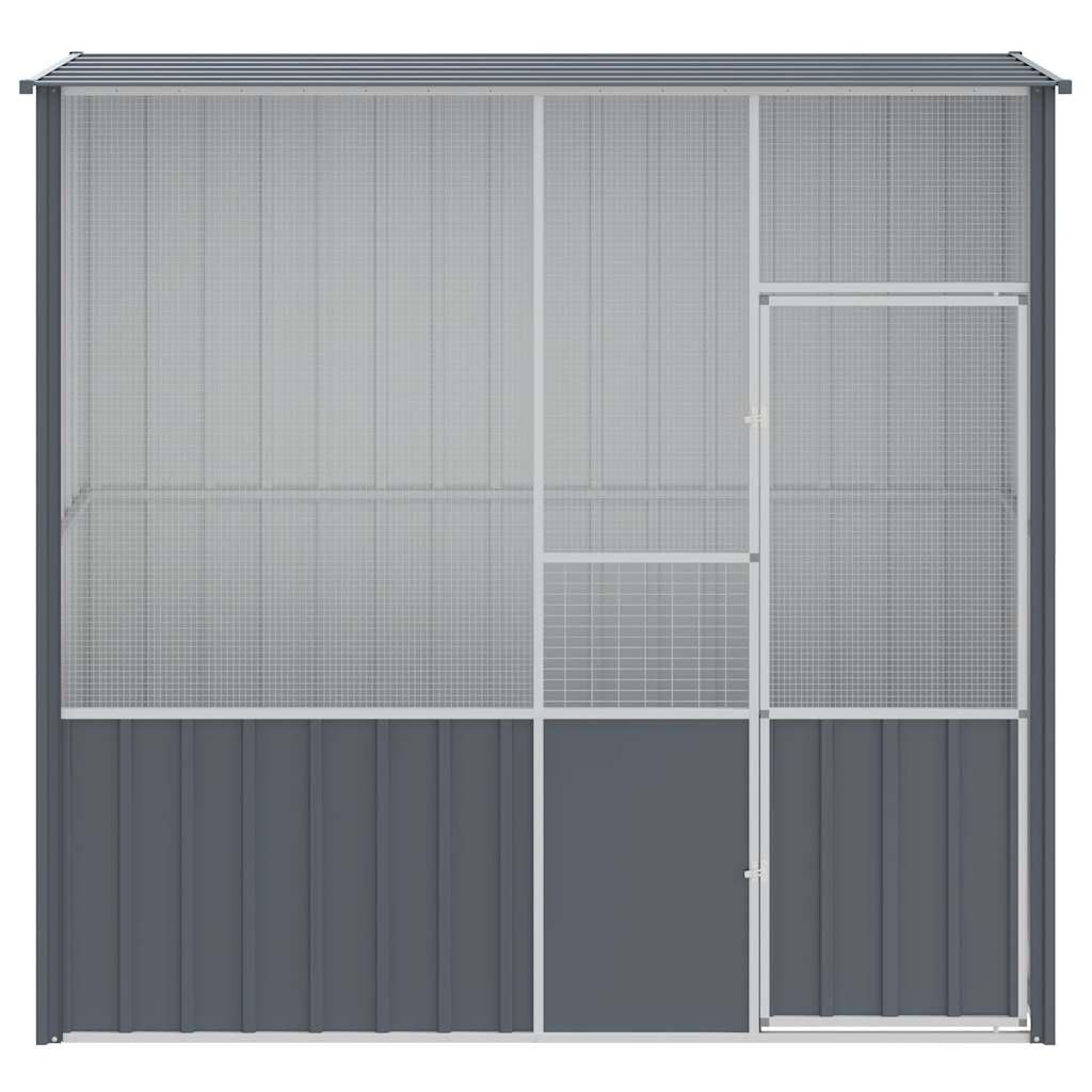 Willood Voliere, Vogelkäfig mit abschließbarer Vogelhaus Anthrazit 215x78x200 cm Verzinkter Stahl