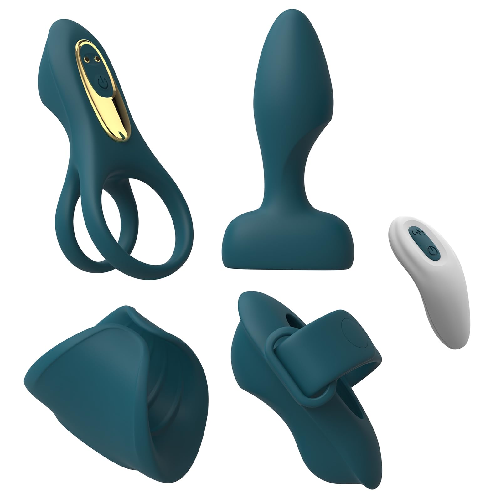 Tracys Dog Vibrator Kit for Couples Removable Vibrating Bullet with 4 Silicone Attachments Cock Ring Wearable Panty Butt