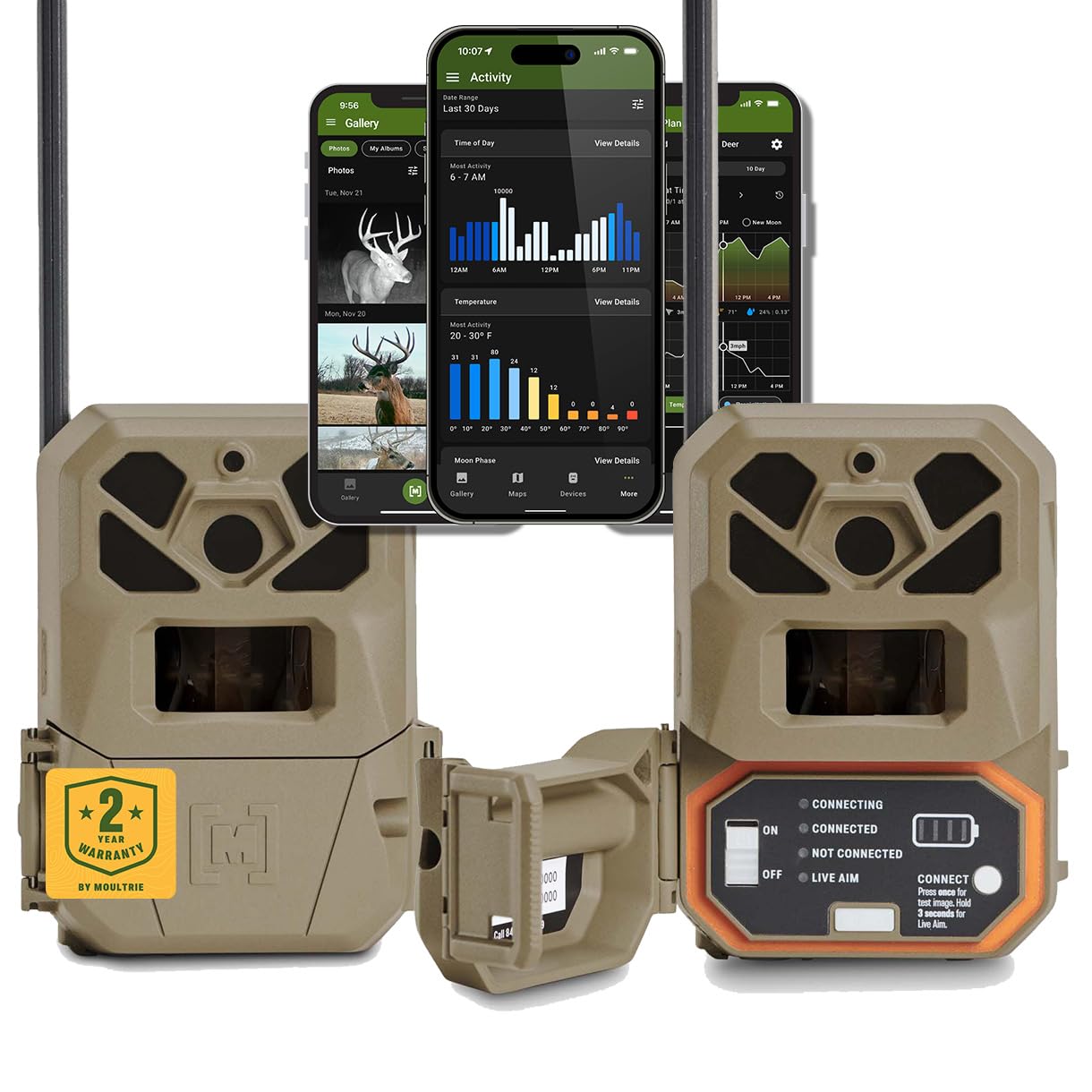 Moultrie Edge 2 Pro Cellular Trail Camera - Auto Connect Nationwide 4G LTE - On Demand 40MP Photo - 1440P Video with HD Audio - Ai False Trigger Elimination - 100 Ft Detection Range - No-Glow Flash