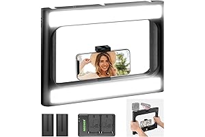 Professional Smartphone Video Rig with Dimmable Selfie Ring Light (3200K~5600K)