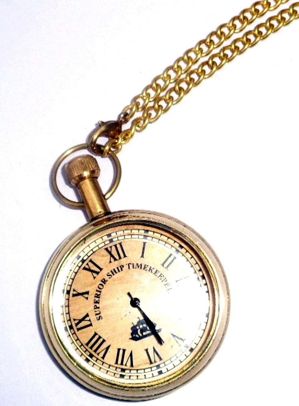Orologio da tasca con ciondolo a catena, stile marinaio, in ottone antico,  2 pollici : Amazon.it: Moda