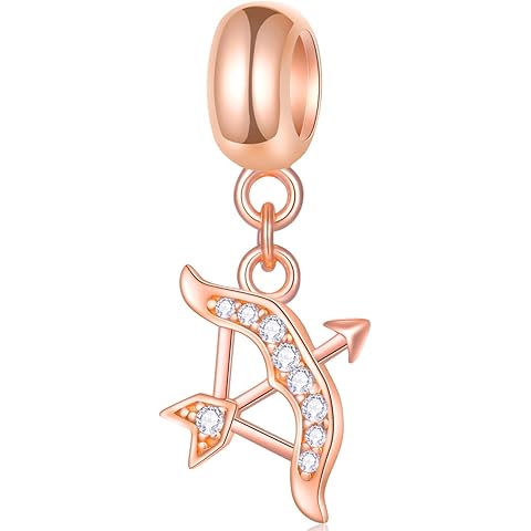 EMOSTAR Zodiac Sign Charms fits European Charm Bracelet – Rose Gold 925 Sterling Silver Necklace Pendant, 12 Horoscope Constellation Dangle CZ Birthstone Beads, Gifts for Women/Men/Birthday