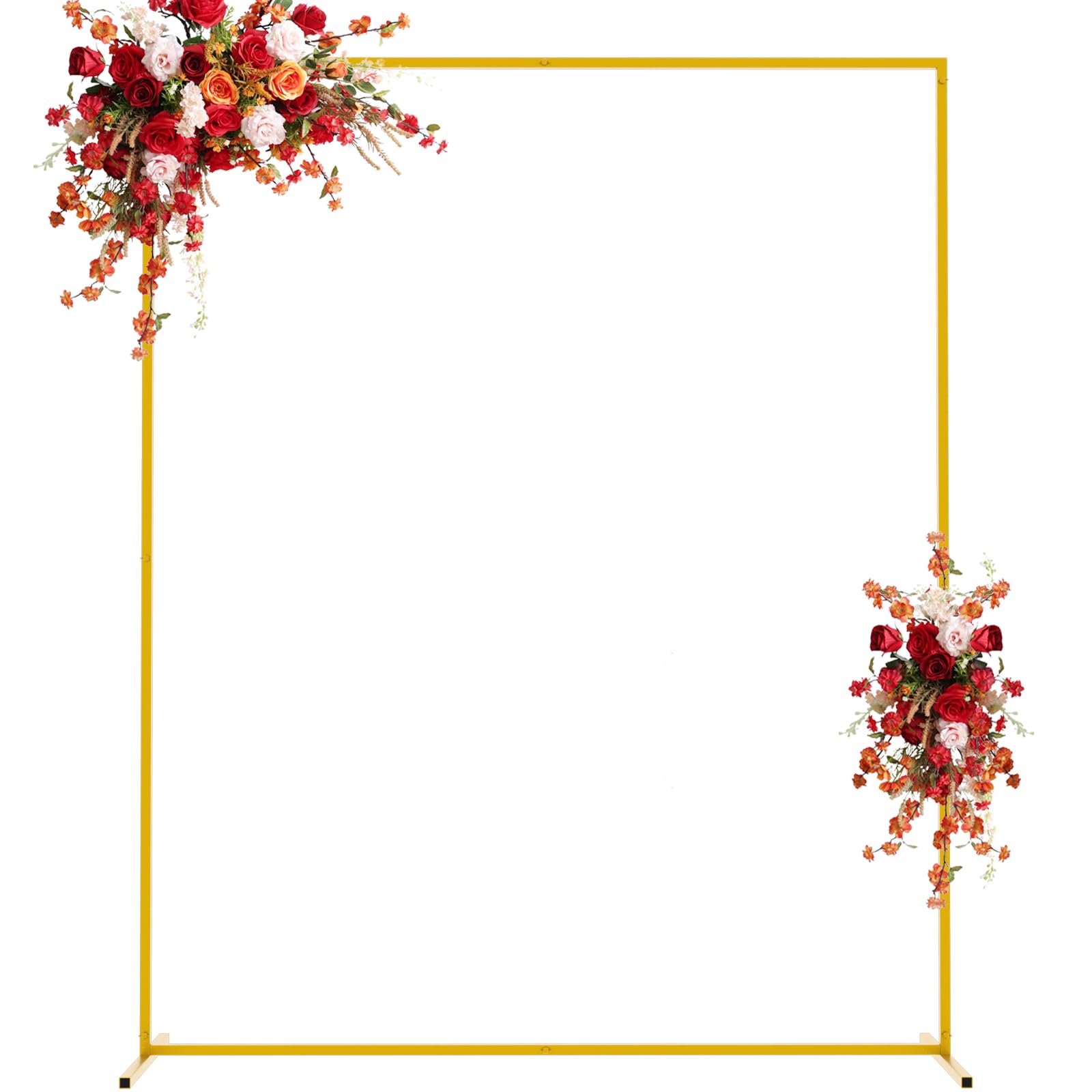 Photo 1 of Asee'm 6.6FTx5.2FT Gold Wedding Arch Backdrop Stand Square Metal Rectangular Arch Frame for Ceremony Party Birthday Bridal Baby Shower Anniversary Arbor Balloon Decoration 6.6x5.2FT(HxW) Gold