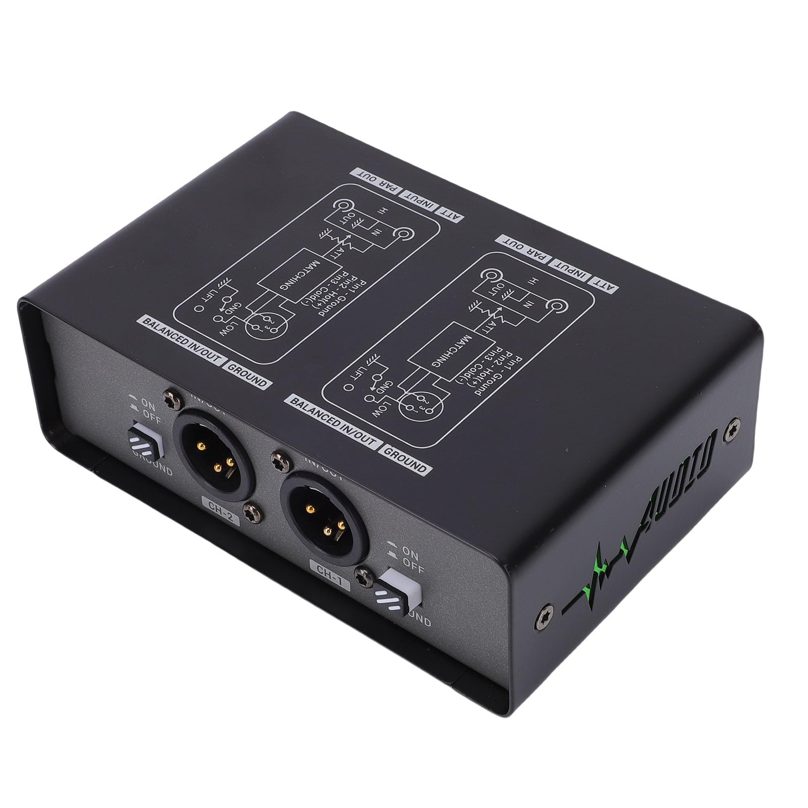 Annadue Isolatore del Rumore del Loop di Massa, Eliminatore del Ronzio, Filtro Antirumore a Doppio Canale con Regolazione del Guadagno a 3 Livelli, con Connettore XLR