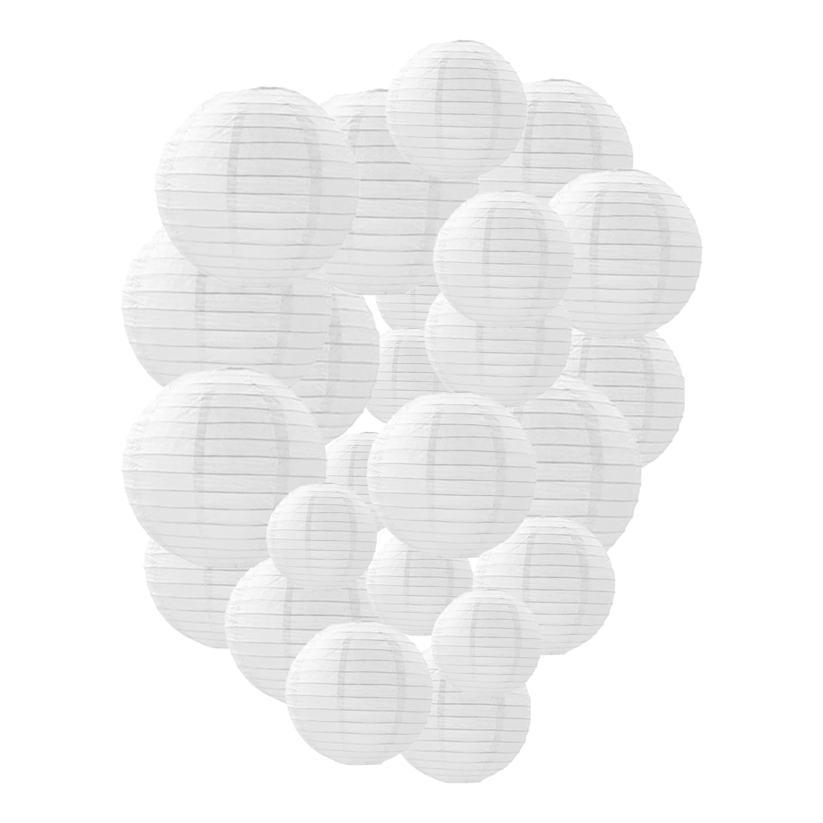 Tim&Lin White Paper Lanterns Decorative, Chinese/Japanese Hanging Round Paper Lanterns Decorations for Wedding, Bridal Shower, Engagement, Valentine's Day, Birthday (12 PCS)