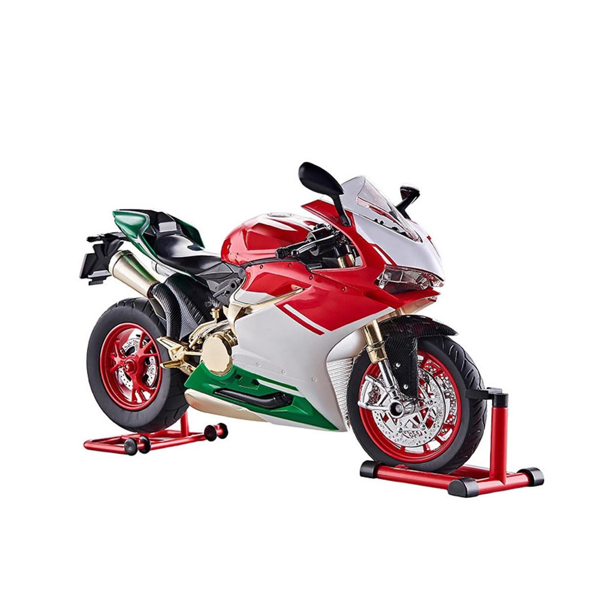 BlocteckToy Remote Control Motorcycle, 1/9 Scale Alloy Simulation Motorbike Model with Ignition System, Smoke Spray, Light & Sound, Xmas Birthday Gifts Bike for Enthusiasts (Red)