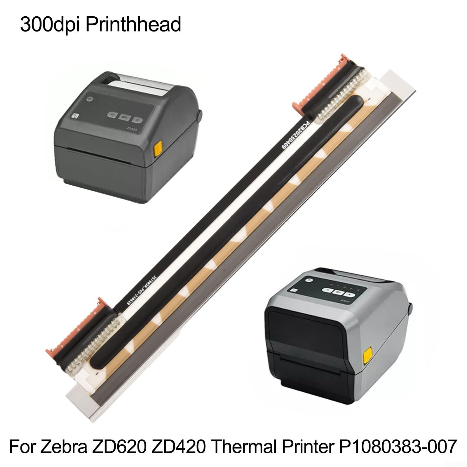 Testina di stampa termica 300 dpi per Zebra ZD620 ZD420 P1080383-007 | Risoluzione 300 dpi, codici a barre, testo chiaro, compatibile con ZD620 ZD420, P1080383-007