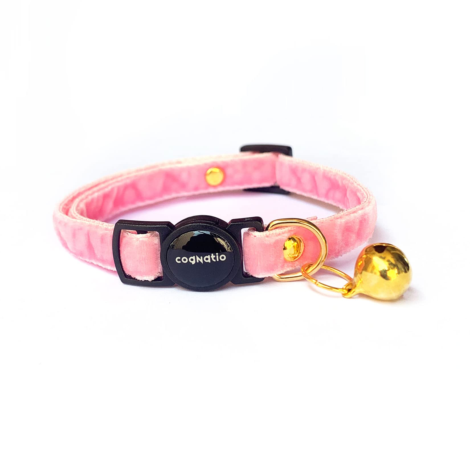 Safety Quick Release Cat Collars,Double Velvet with Bell Available in a Range Colors,Perfect for Your Kitty, Adjustable 20-30 cm (20-30cm, Baby Pink)