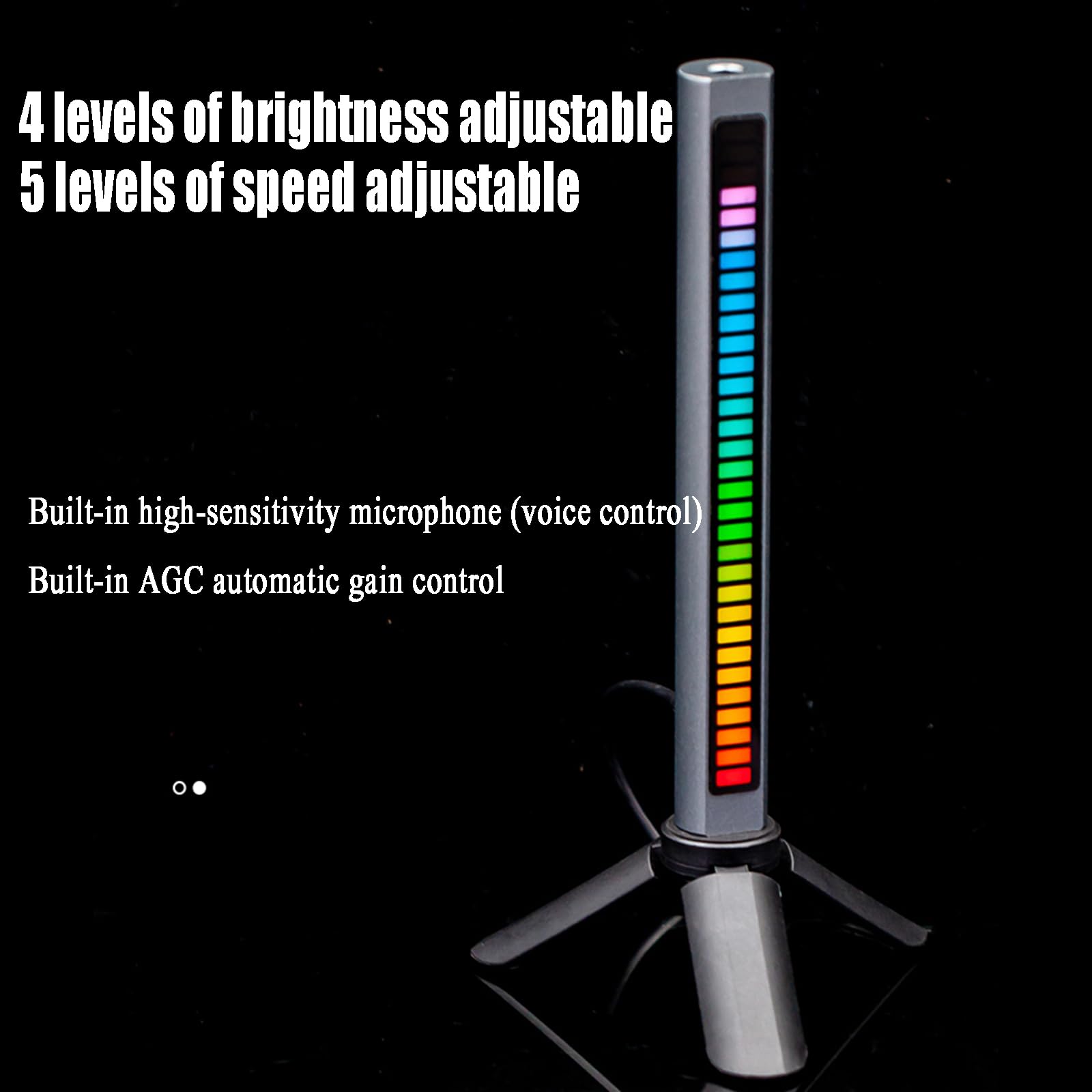 Sterowane głosem światła rytmiczne, lampa RGB z automatyczną regulacją wzmocnienia, regulowana jasność i prędkość do wnętrz pomieszczeń