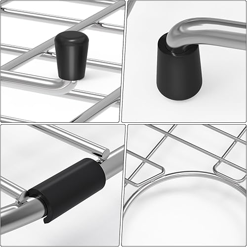 Vista 6 de Rejilla protectora de 26-1/16 x 14-1/16 pulgadas, drenaje centrado con radio de esquina de 3-1/2 pulgadas, material de acero inoxidable