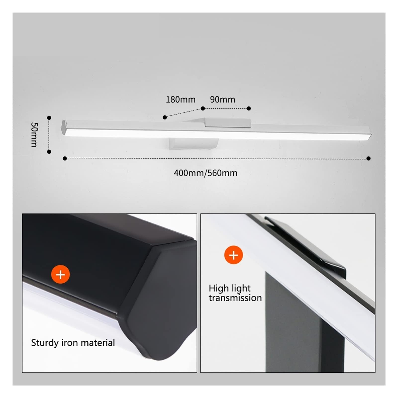 Kinkiet do sypialni oświetlenie wewnętrzne kinkiety 8 W/41 CM 12 W/56 CM w łazience lampa Living kinkiety nowoczesne(5500-7000K,A_12W 56CM)