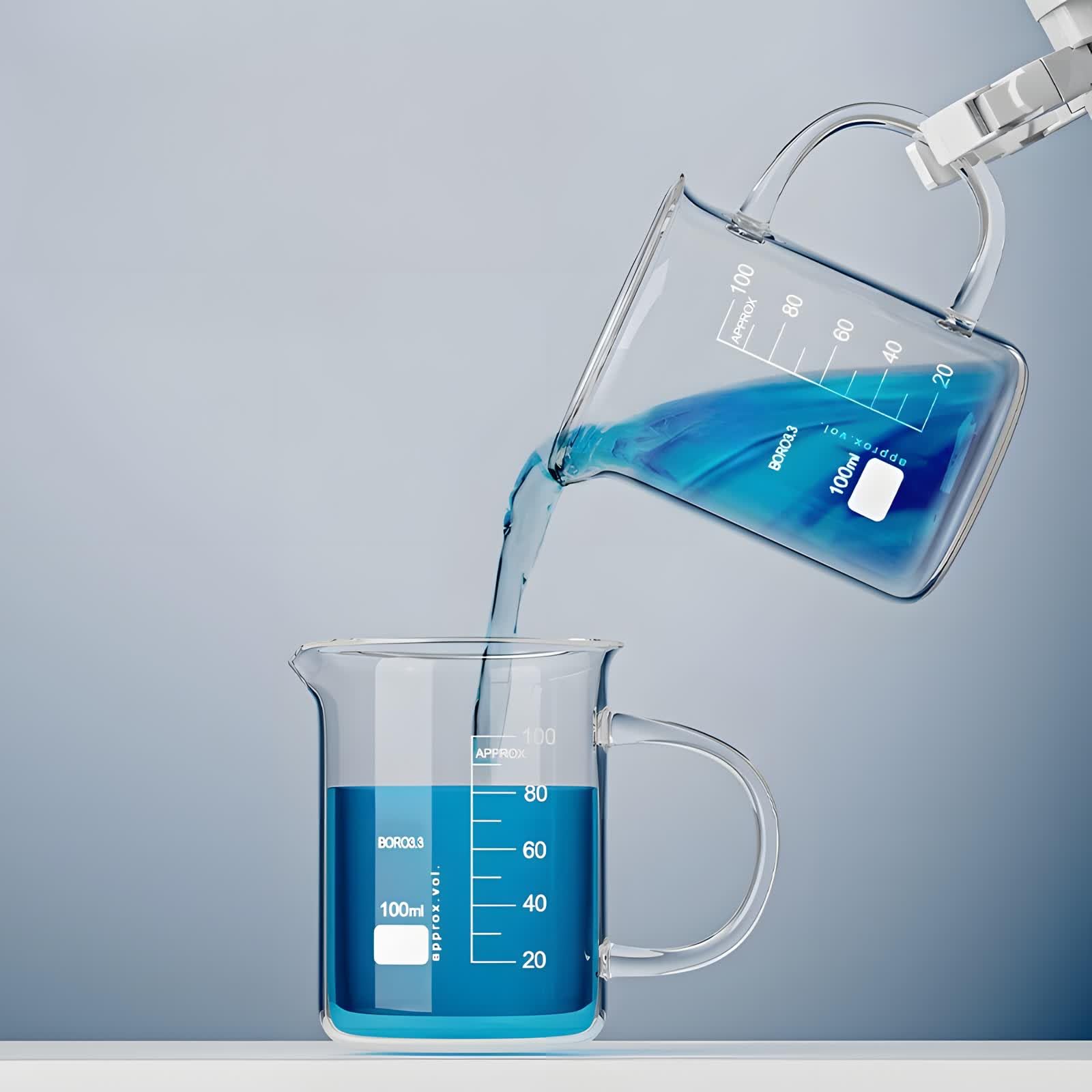 VIDOO Zlewka Laboratoryjna ze Szkła Borokrzemowego z Uchwytem Odporna na Wysoką Temperaturę z Podziałką do Laboratorium i Chemii, 2000ml