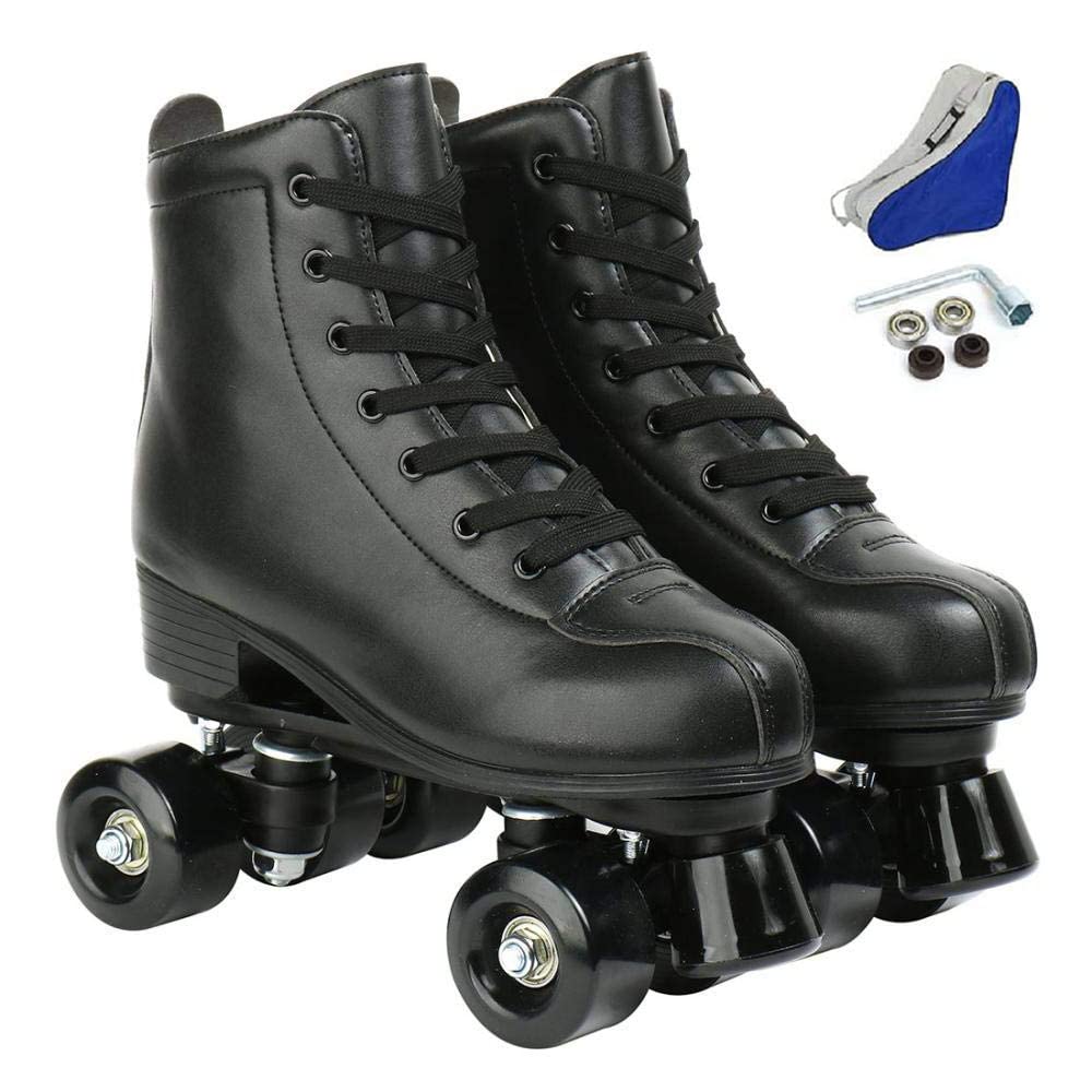 XUDREZ Double-Row Roller Skates for Unisex - PU Leather High-Top Four-Wheel Shiny Skates