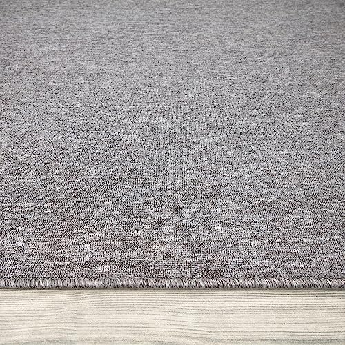 TT Home Waschbarer Wohnzimmer Teppich Esszimmer Kurzflor Unifarben Melierte Optik Modern, Farbe:Grau, Größe:120x160 cm