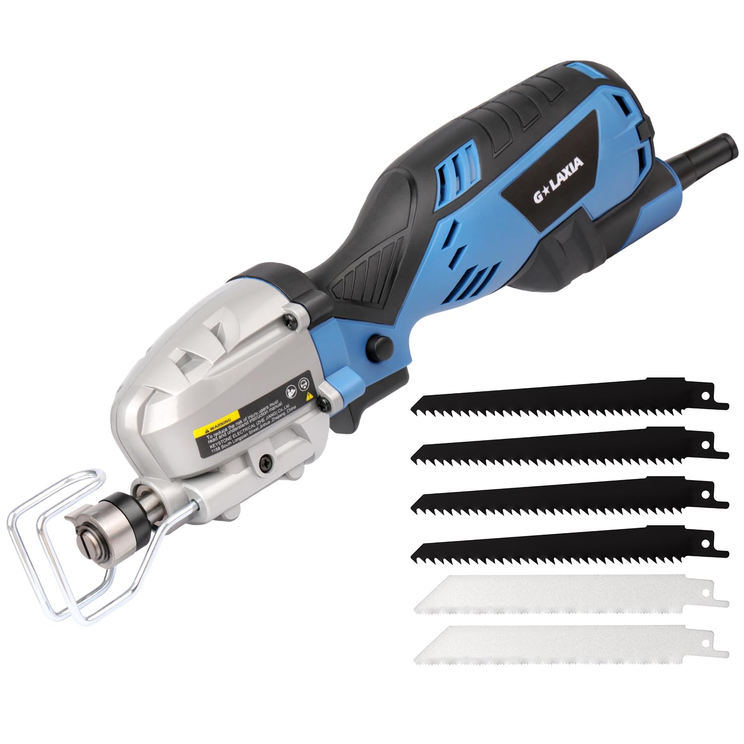 Reciprocating Saw, 5Amp 3000SPM Variable Speed Reciprocating Saw with 1/2" Stroke Length, 6Pcs Blades for Wood, Soft Metal, PVC Pipe Cutting