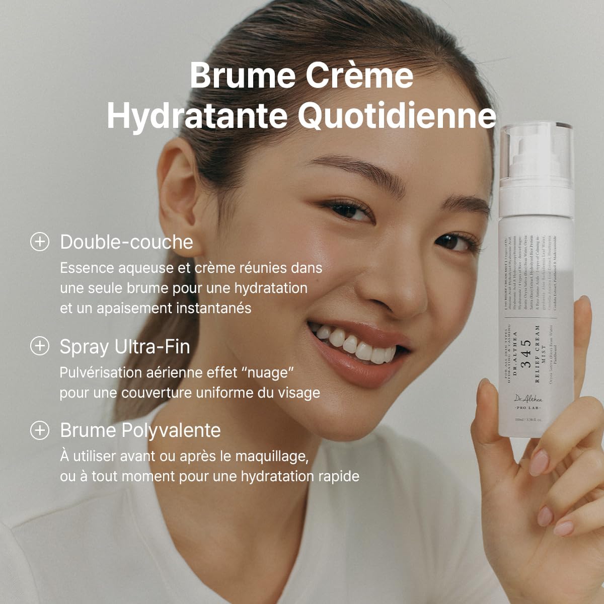 Dr.Althea 345 Relief Cream Mist | Brume Visage Hydratante à l’Extrait de Riz | Soin Apaisant pour Peaux Sensibles | Cosmétique Coréenne Vegan, 100ml