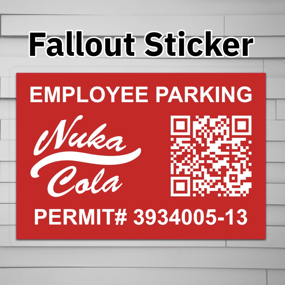 Nuka-Cola Employee Parking Permit Pass (Vinyl Decal Sticker, Car laptop window tumbler water bottle) logo symbol