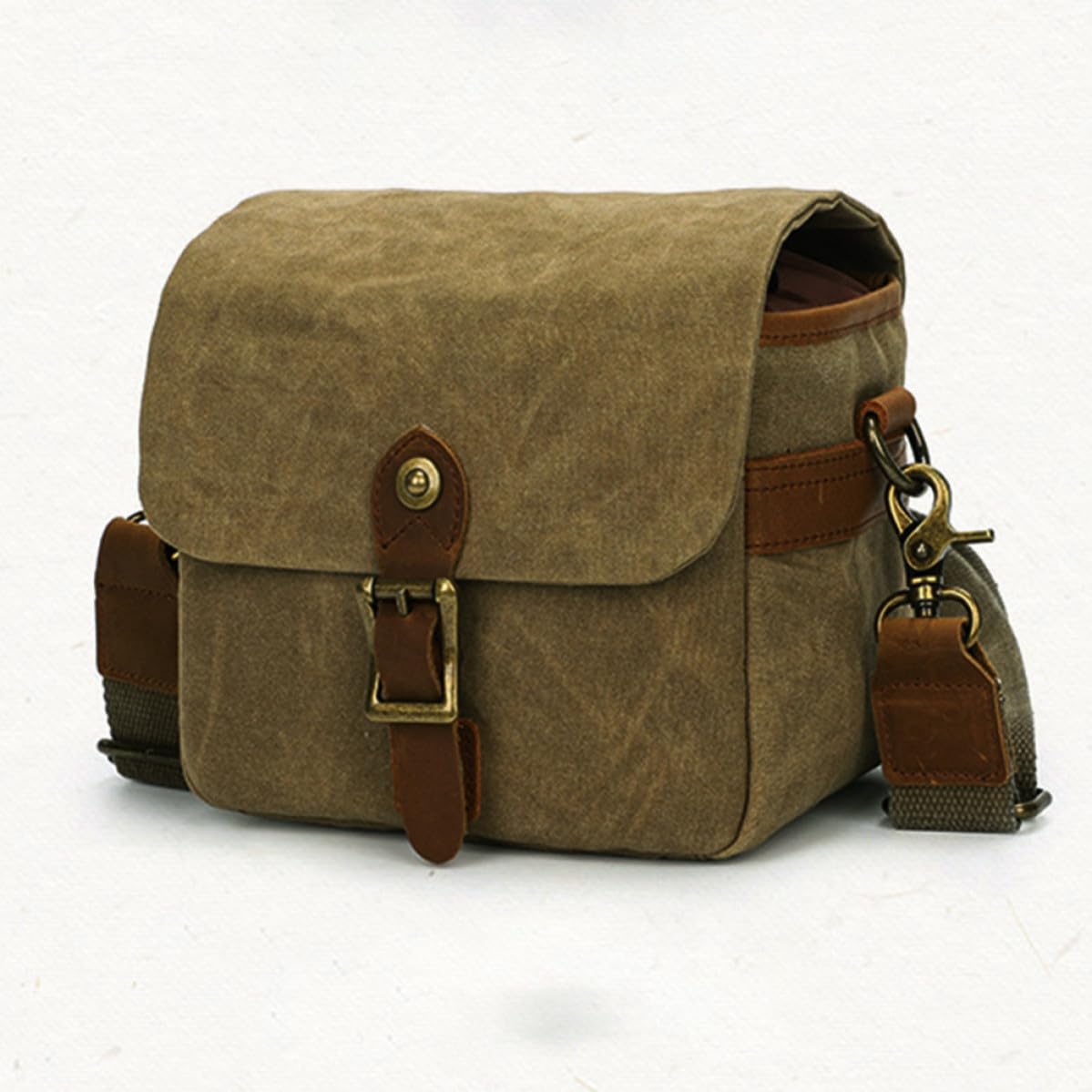 Bolsa para Cámara de Lona Caqui, Ligera y Portátil Cordón | Protección para Equipo Fotográfico, Formato de Viaje, Estilo Bandolera Asa Ajustable