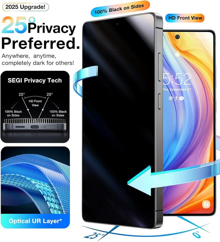 Image of FG Glue - Privacy Tempered Glass Screen Protector Guard For Oppo Reno 13 5G|1 Pack Front Glass|Black
