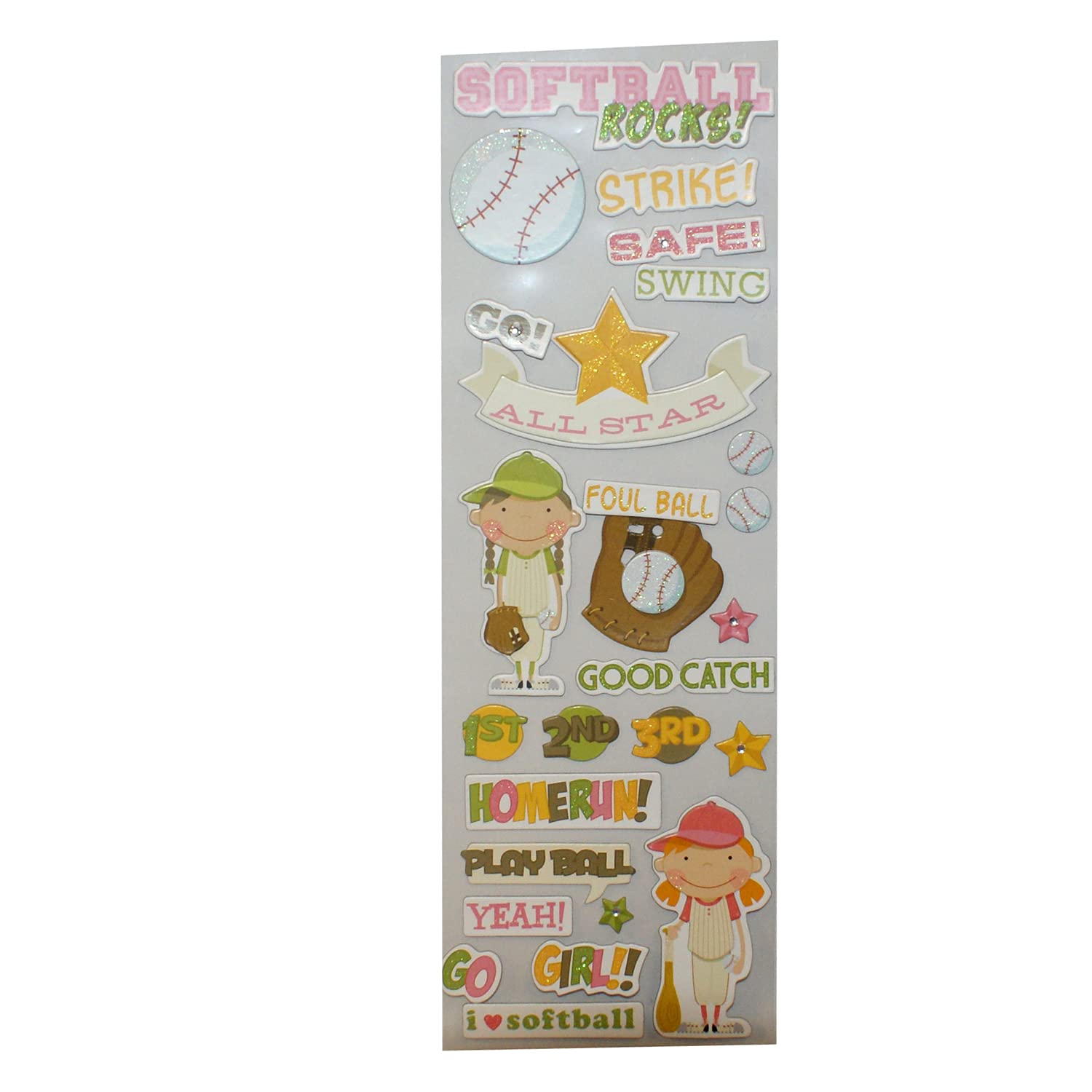 Softball Chipboard Stickers