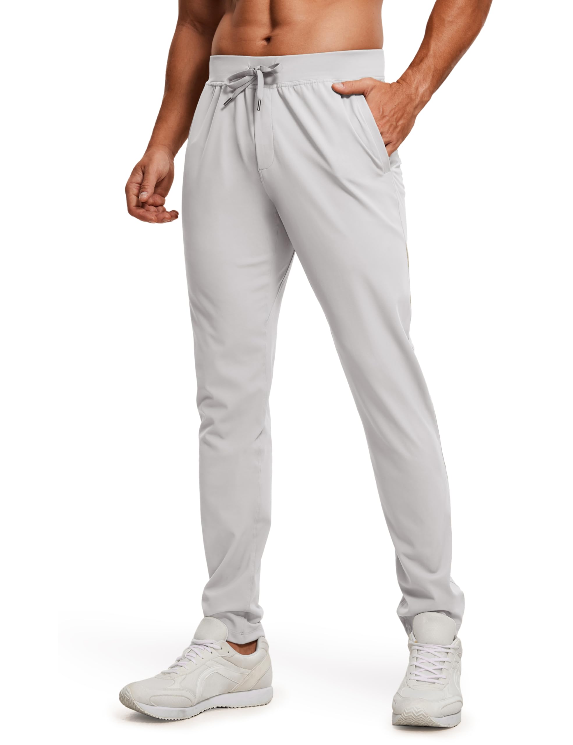 CRZ YOGA 4-Way Stretch Athletic Pants for Men 30" - Workout Lounge Casual Work Jogger with Zip Pocket