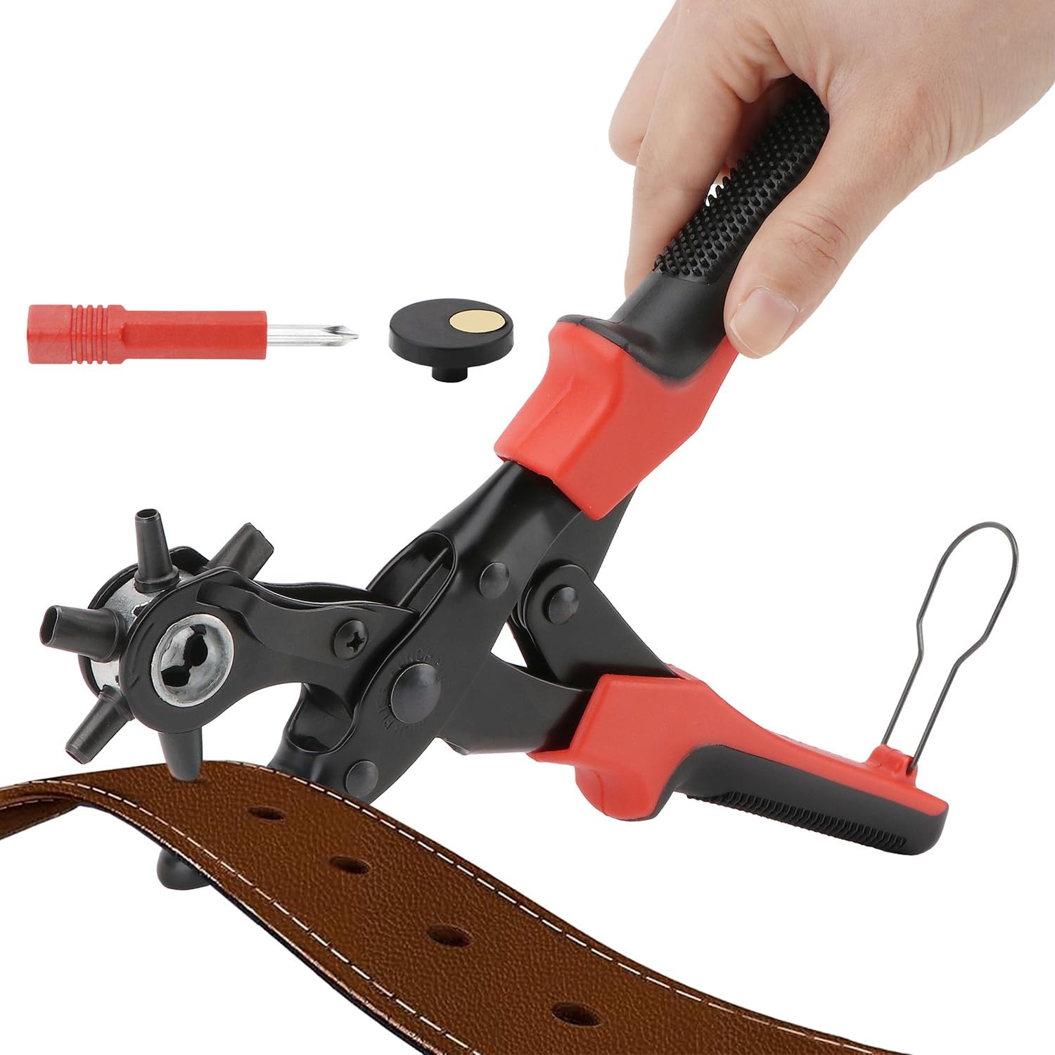 Rongon Leather Hole Punch Tool Set, Hole Puncher Plier Kit, Belt Hole Punching for Leather, Watch Bands, Straps, Dog Collars, Fabrics, DIY Home or