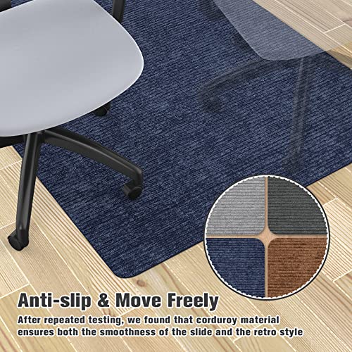 Image of Placoot Desk Chair Mat for Hardwood Floor Corduroy Surface 1 /6 inch Thick 55 inchx35 inch Office Chair Mat for Rolling Chairs-100% Large Anti-Slip Backing Under Desk Low-Pile Office Rug Floor Mat for Office /Home