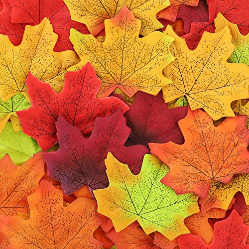 CEWOR 1000pcs Assorted Artificial Maple Leaves Mixed Fall Colored for Wedding Home Thanks-Giving Events and Outdoor Decoration (Artificial Maple Leaves)