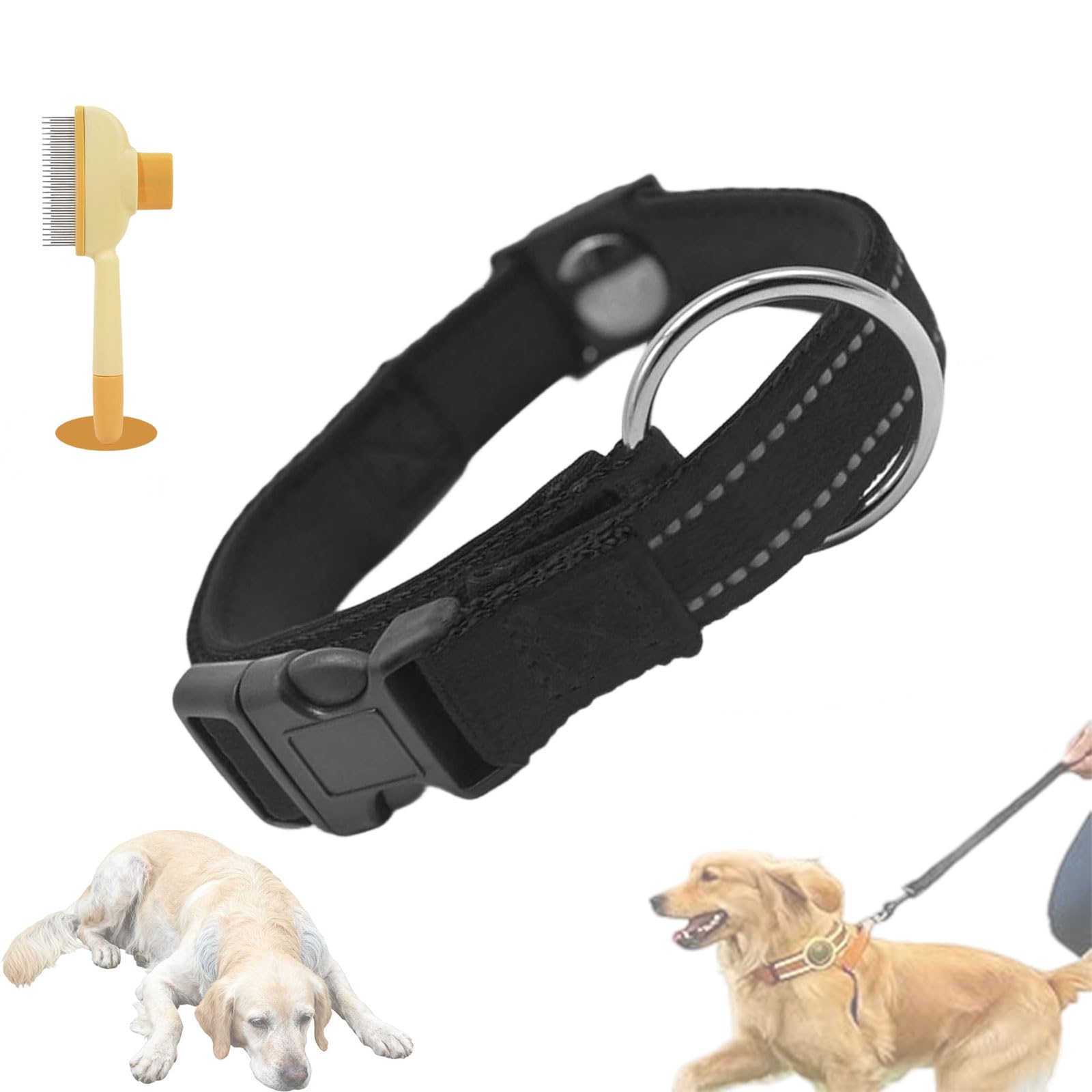 Magnetic Dog Collar, Collar For Senior Dogs, manufactured for Arthritis Relief, waterpoof, Breathable And Reflective Design (Black)