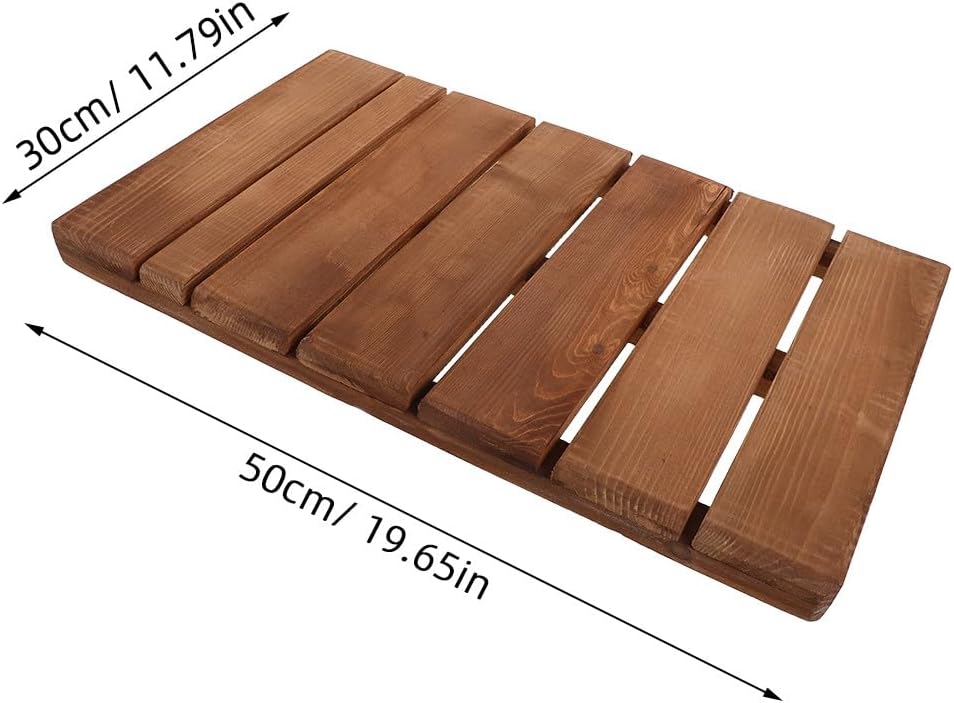 Wooden Mat Bathtub, 51x31x4cm Wood Floor Mat Non-Slip Wooden Platform for Sauna, Pool, Hot Tub - Toilet Doormats for Shower Doorstep Light Brown
