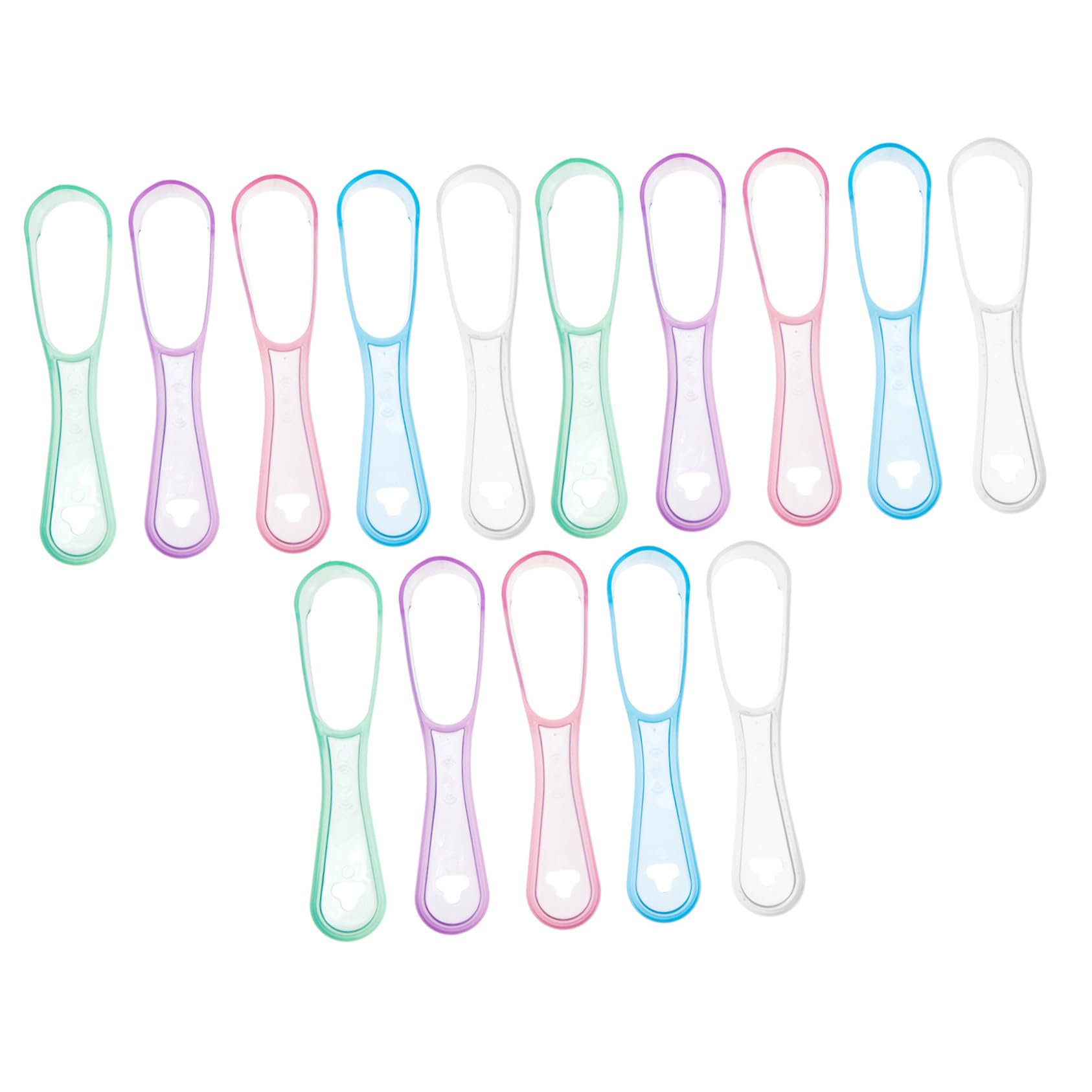 PartyKindom 15 Pcs Handheld Tongue Scrapers for Adults Oral Care Tools for Fresh Breath and Tongue Cleaning Transparent Light