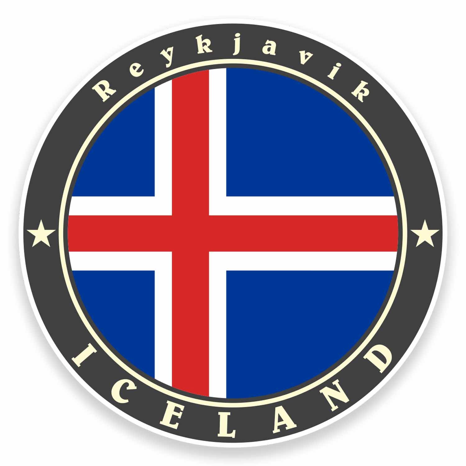 2 x 10cm Reykjavik Iceland Flag Vinyl Sticker Laptop Car Luggage Travel #9497 (10cm Wide x 10cm High)