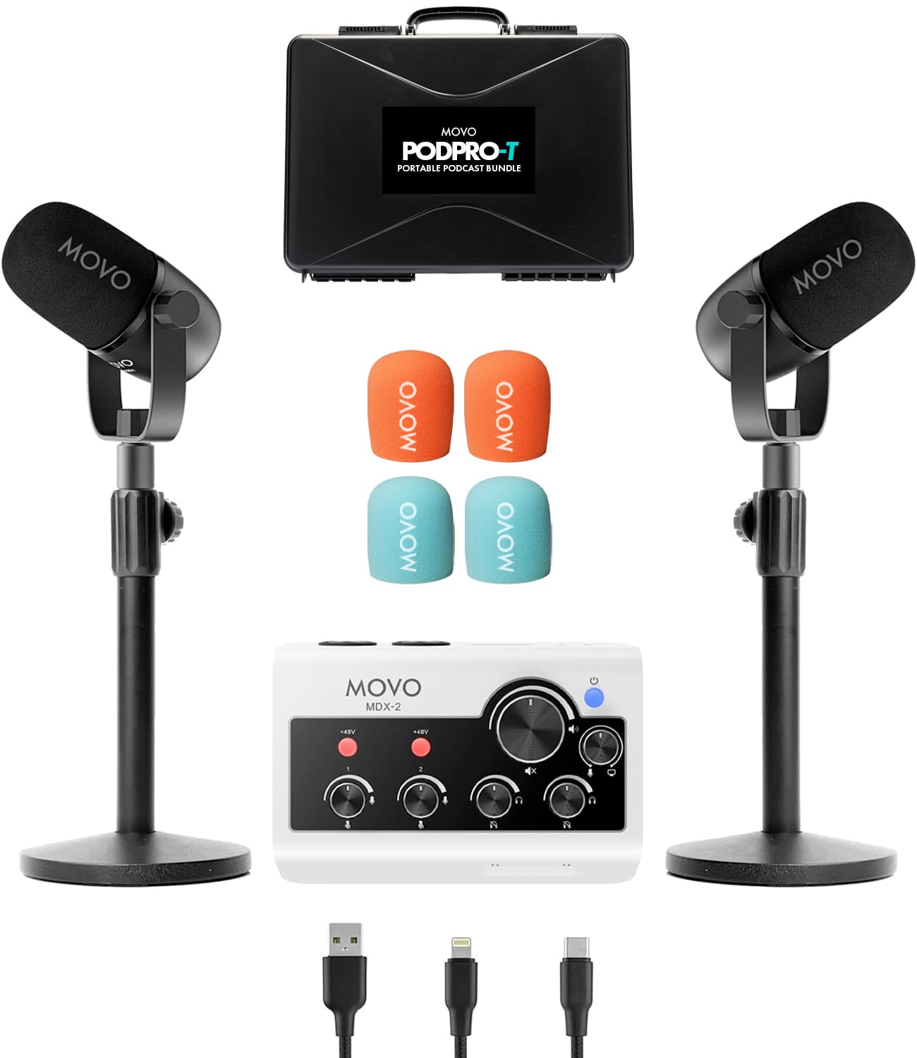 Amazon | Movo ポータブルポッドキャスト機器バンドル iPhone/Android 