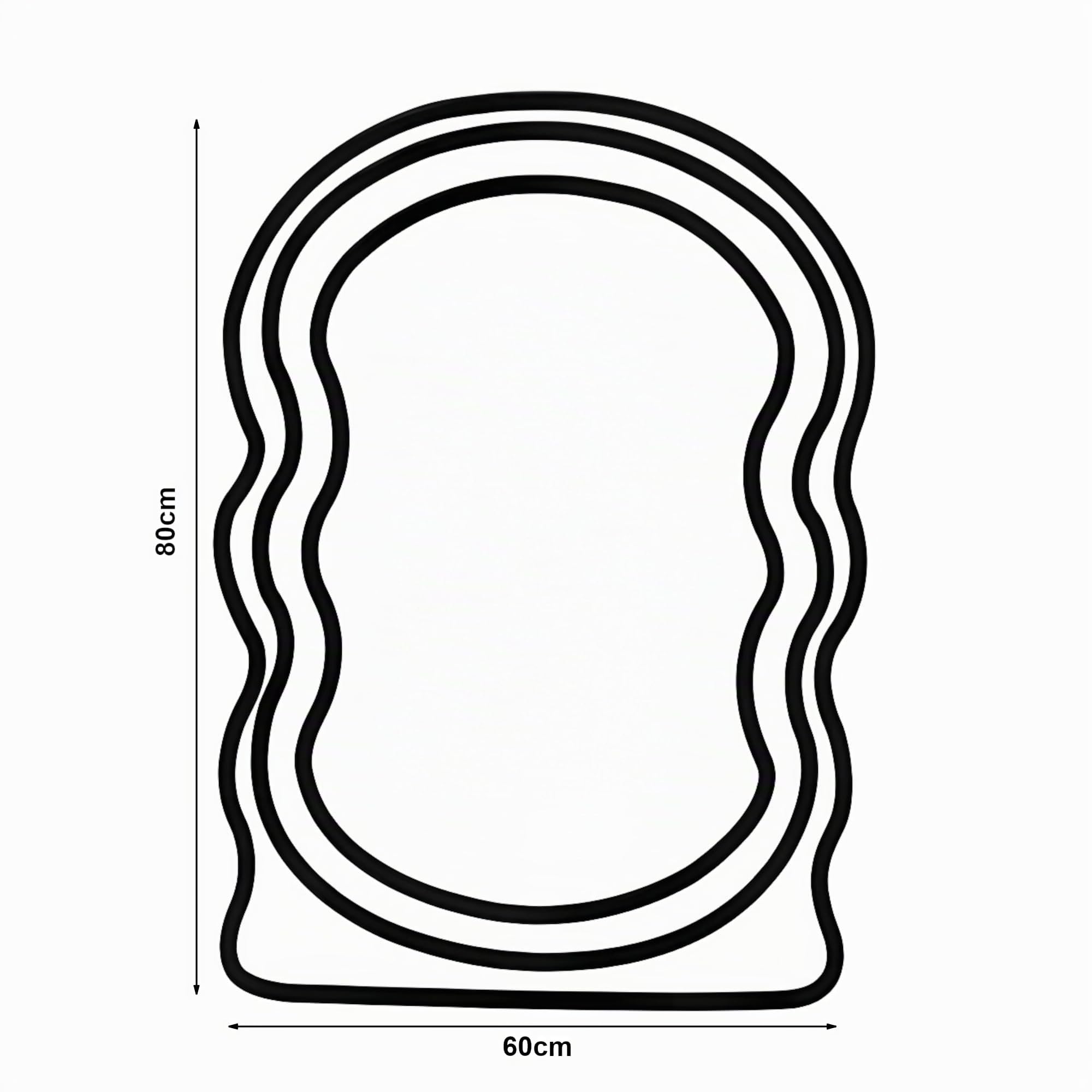 [en.casa] Specchio da Parete Moderno con Cornice in Peluche Morbida Forma Ondulata Specchio Decorativo per Ingresso Salotto Camera 80 x 60 cm Bianco