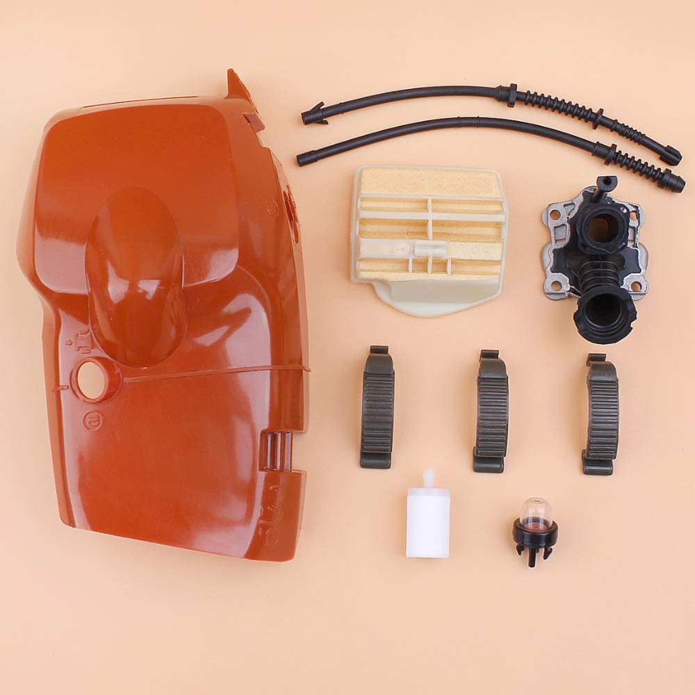 Kit de Filtro de Aire del colector de admisión con Clip de Tapa Superior del Cilindro Compatible con Husqvarna 445 E 445e 450 450e Repuesto de Motosierra de Gasolina