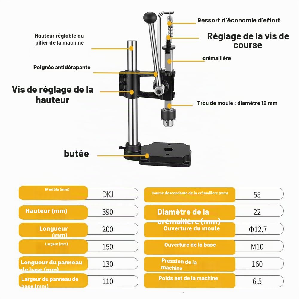 Cuir trou perforateur main machine de perforation manuel presse perforateur outils de perforation pour bricolage (4 pièces d'outils et plaque PP)