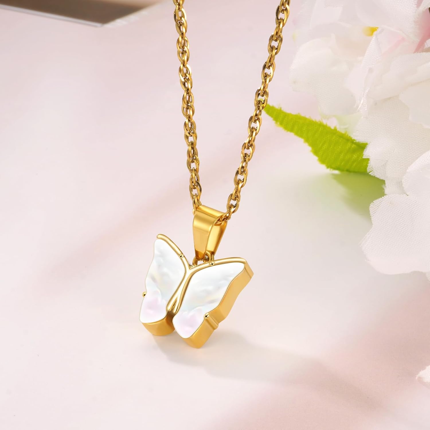 XIUDA Cremation Urn Necklace for Ashes with Crystal Butterfly Stainless Steel Memorial Keepsake Cremation Jewelry Pendant for Women