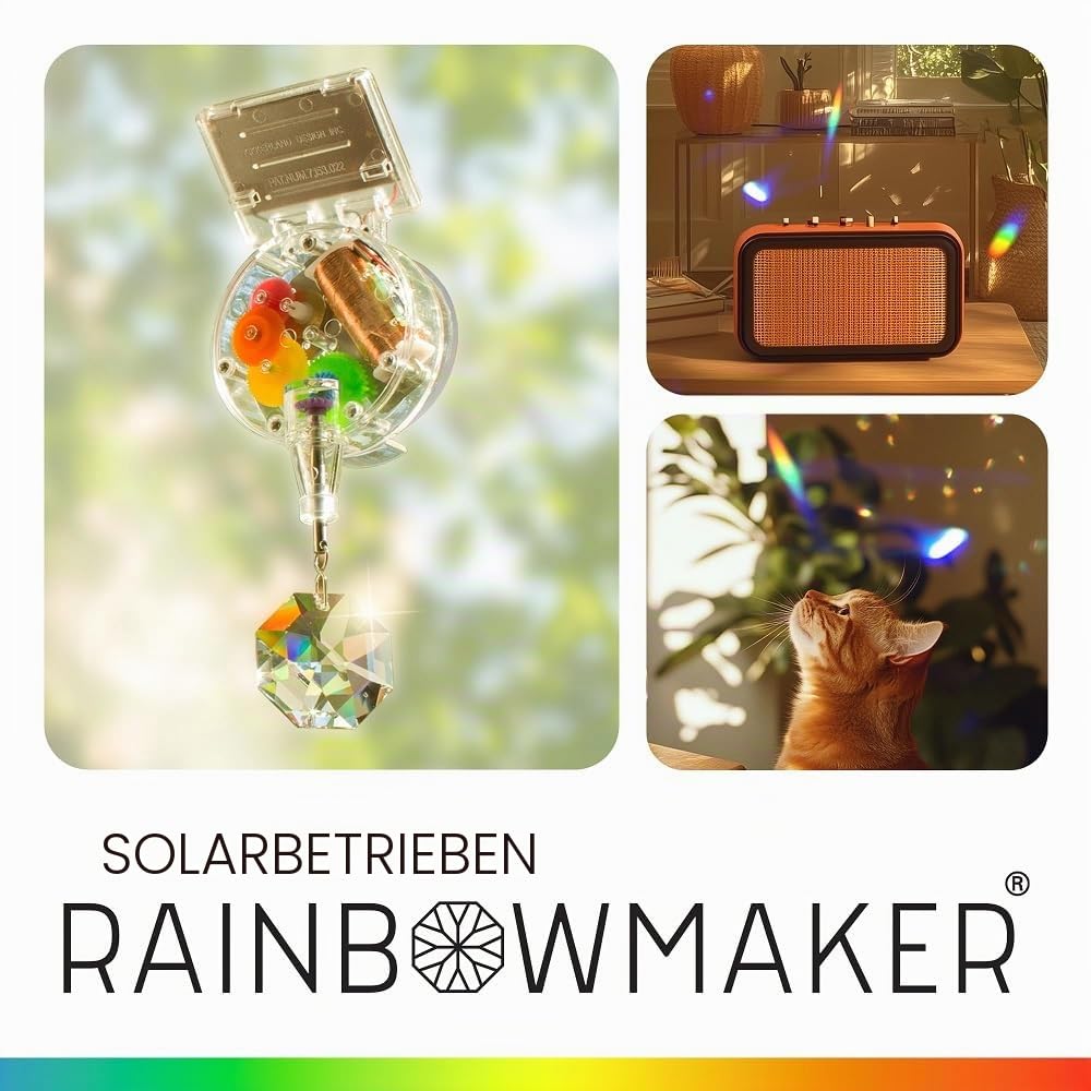 SOLARBETRIEBENER Regenbogen - Macher Zauber Projektor, Rainbow Maker mit Solarantrieb Single