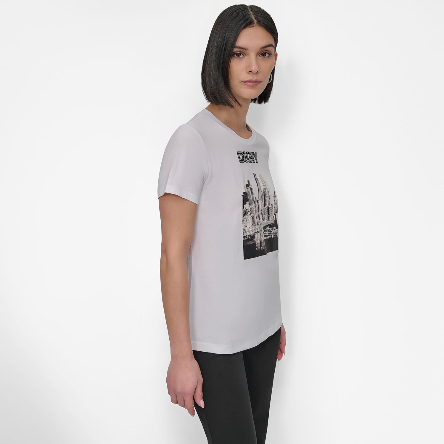 DKNY Womens Short Sleeve NYC Skyline Logo T-Shirt - Image 2
