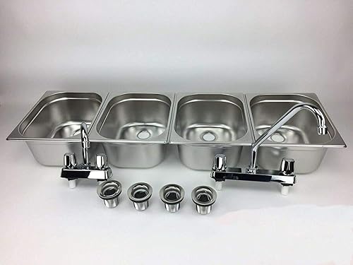 Concession Sink 4 compartimentos grandes para camiones de remolque