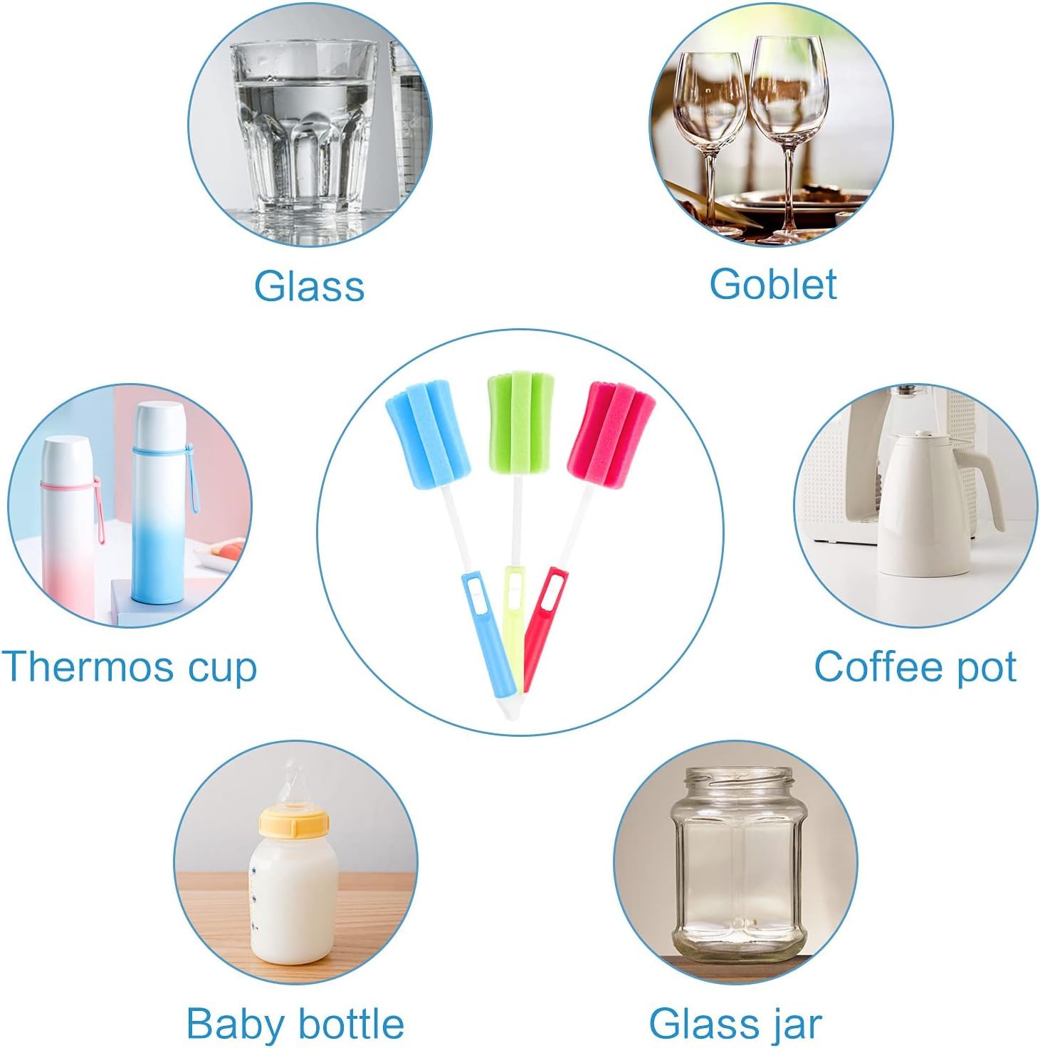 Set 6 Spazzole In Spugna Per Biberon E Bottiglie - Pulizia Profonda Per Strettoie - Foto 8