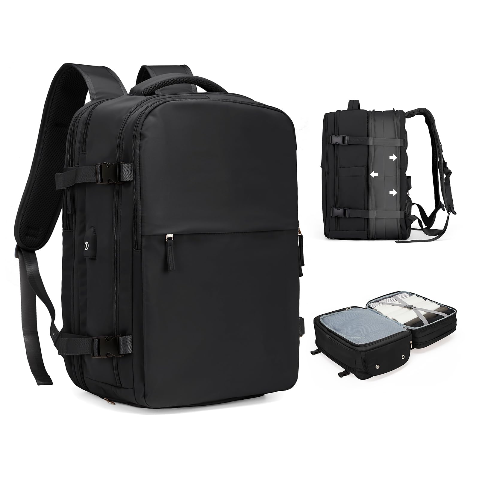 SZLX Zaino Ryanair 40x30x20 Sottovuoto Zaino da Viaggio 40x30x20 Wizzair Bagaglio a Mano 40x20x25 Borse da Cabina per Easyjet 45x36x20 Donna con USB Adatto a PC da 14 Pollici, Valigia con Sottovuoto