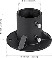 Vista 4 de Brida de base de 3 pulgadas, brida de piso de poste de valla de eslabones de cadena, soporte de hormigón sólido pesado para sostener