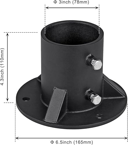 Miniatura 4 de Brida de base de 3 pulgadas, brida de piso de poste de valla de eslabones de cadena, soporte de hormigón sólido pesado para sostener la