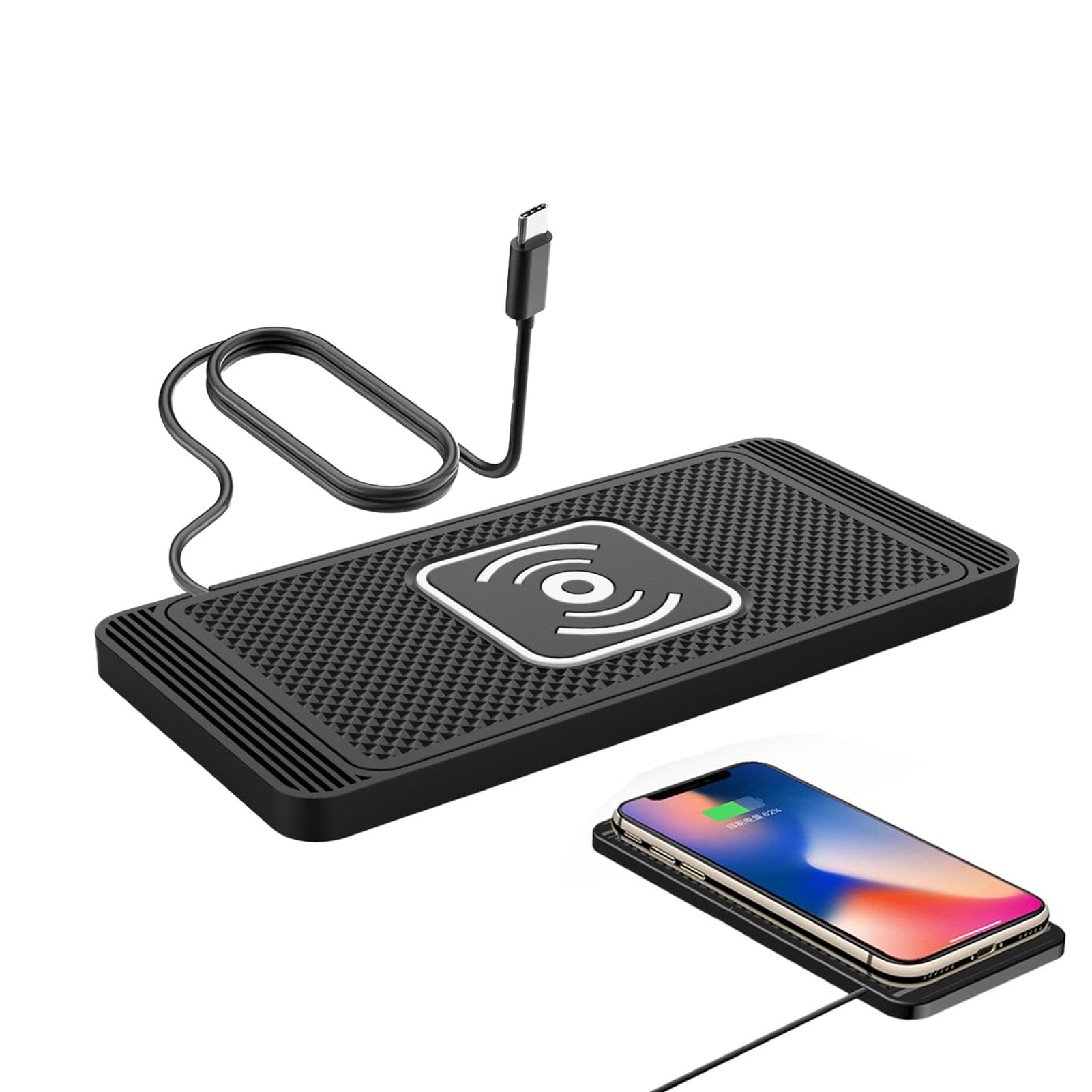 Cargador inalámbrico de coche 15W con alfombrilla inteligente ultradelgada 8