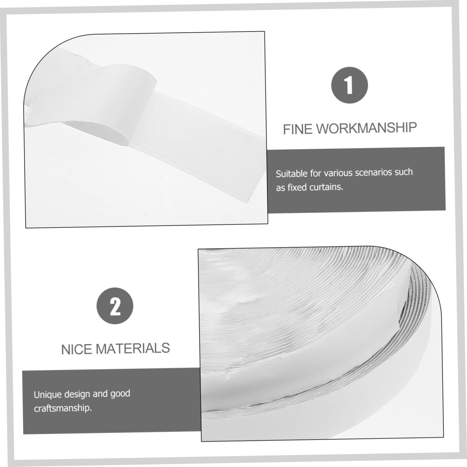 Nastro Adesivo a Strappo Bianco 25m, Set da 1, per Fissaggio | Nailon e Blend di Poliestere, Uso Versatile per Schermi e Tende, Design Autoadesivo Forte Tenuta